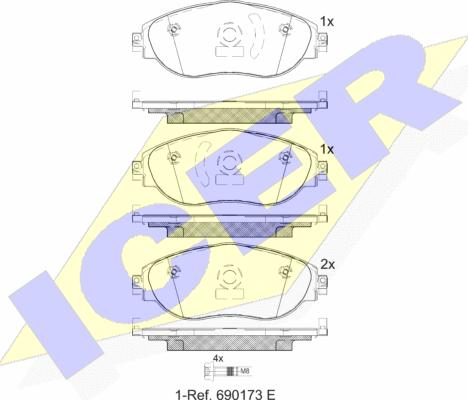 Icer 182018-204 - Kit de plaquettes de frein, frein à disque cwaw.fr