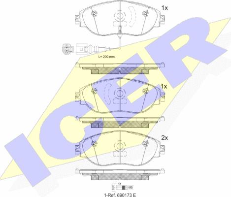 Icer 182018 - Kit de plaquettes de frein, frein à disque cwaw.fr