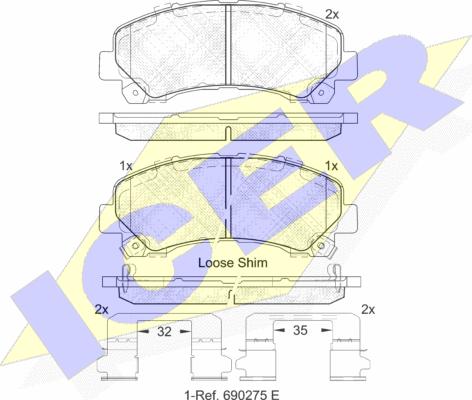 Icer 182082 - Kit de plaquettes de frein, frein à disque cwaw.fr