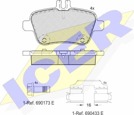 Icer 182039-067 - Kit de plaquettes de frein, frein à disque cwaw.fr