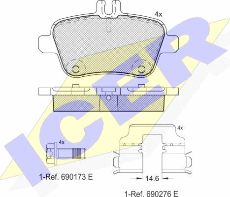 Icer 182039 - Kit de plaquettes de frein, frein à disque cwaw.fr