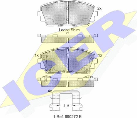 Icer 182034233 - Kit de plaquettes de frein, frein à disque cwaw.fr