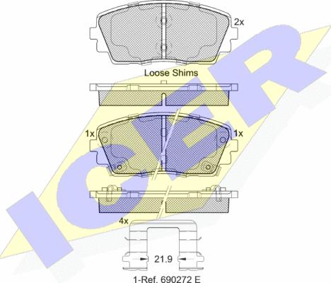 Icer 182034 - Kit de plaquettes de frein, frein à disque cwaw.fr