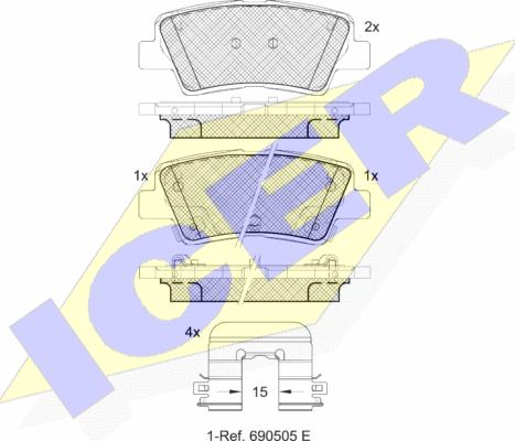 Icer 182036-208 - Kit de plaquettes de frein, frein à disque cwaw.fr