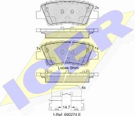 Icer 182036 - Kit de plaquettes de frein, frein à disque cwaw.fr