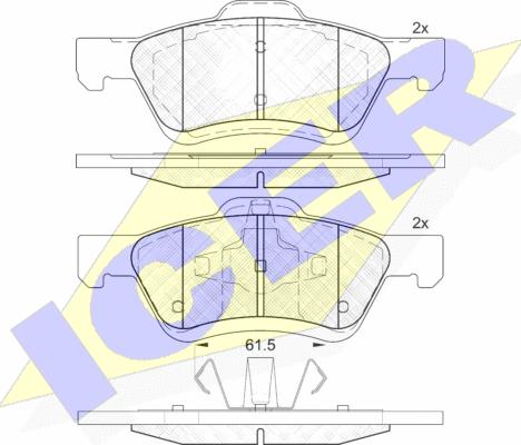 Icer 182030 - Kit de plaquettes de frein, frein à disque cwaw.fr