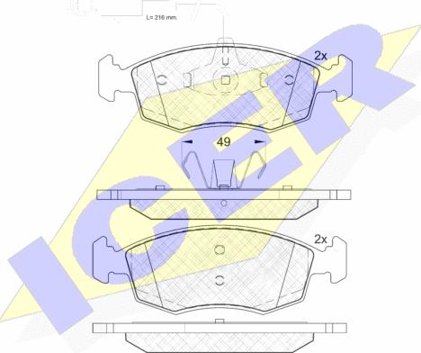 Icer 182033 - Kit de plaquettes de frein, frein à disque cwaw.fr