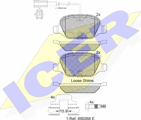 Icer 182037-203 - Kit de plaquettes de frein, frein à disque cwaw.fr