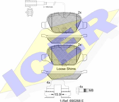 Icer 182037 - Kit de plaquettes de frein, frein à disque cwaw.fr