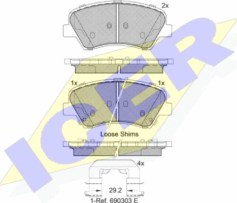 Icer 182029 - Kit de plaquettes de frein, frein à disque cwaw.fr