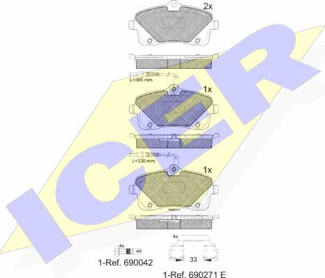 Icer 182024 - Kit de plaquettes de frein, frein à disque cwaw.fr