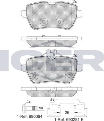 Icer 182076-400 - Kit de plaquettes de frein, frein à disque cwaw.fr