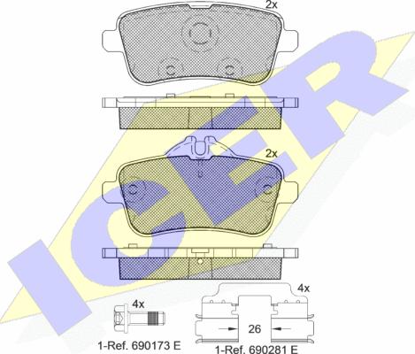 Icer 182072-066 - Kit de plaquettes de frein, frein à disque cwaw.fr