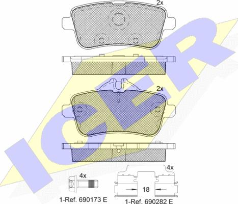 Icer 182072-067 - Kit de plaquettes de frein, frein à disque cwaw.fr