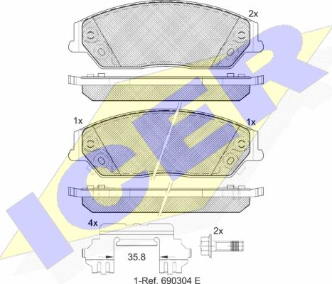 Icer 182077 - Kit de plaquettes de frein, frein à disque cwaw.fr