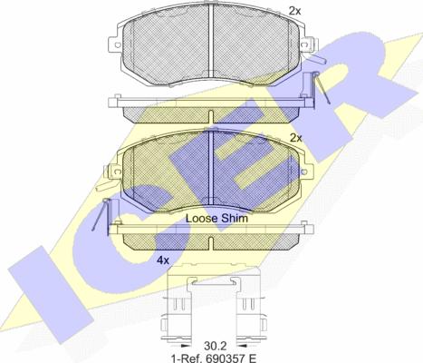 Icer 182199 - Kit de plaquettes de frein, frein à disque cwaw.fr