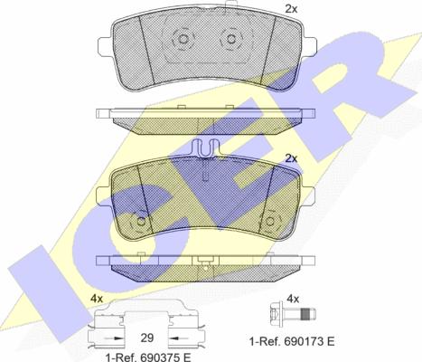 Icer 182145-202 - Kit de plaquettes de frein, frein à disque cwaw.fr