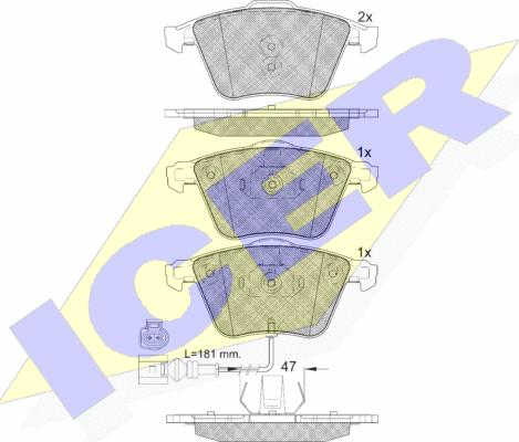 Icer 182148 - Kit de plaquettes de frein, frein à disque cwaw.fr