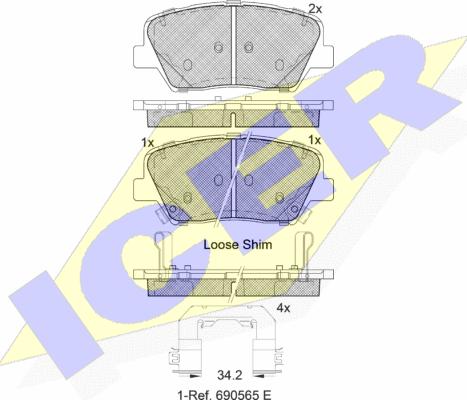 Icer 182147-203 - Kit de plaquettes de frein, frein à disque cwaw.fr