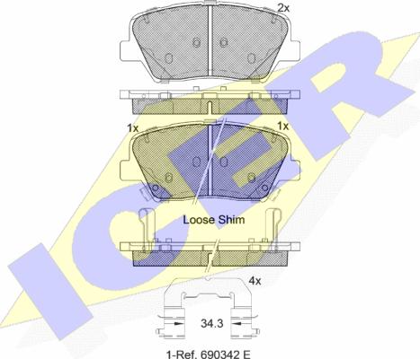 Icer 182147 - Kit de plaquettes de frein, frein à disque cwaw.fr