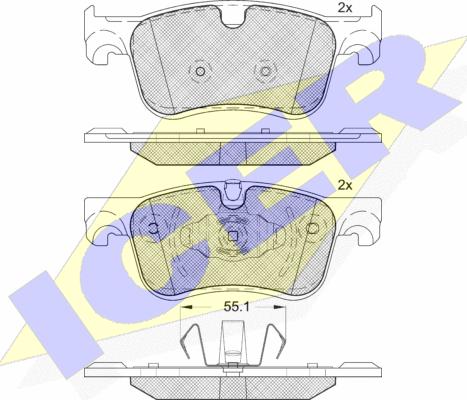 Icer 182158 - Kit de plaquettes de frein, frein à disque cwaw.fr