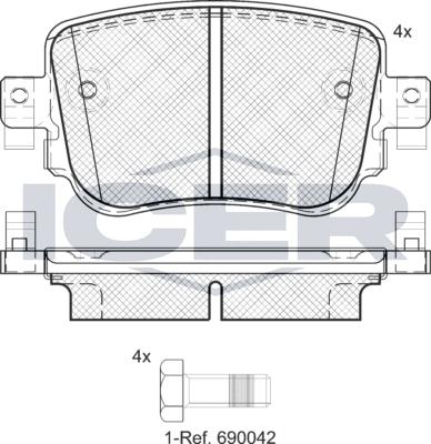 Icer 182152e1 - Kit de plaquettes de frein, frein à disque cwaw.fr