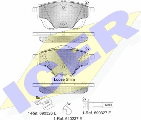 Icer 182161 - Kit de plaquettes de frein, frein à disque cwaw.fr