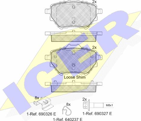 Icer 182162 - Kit de plaquettes de frein, frein à disque cwaw.fr