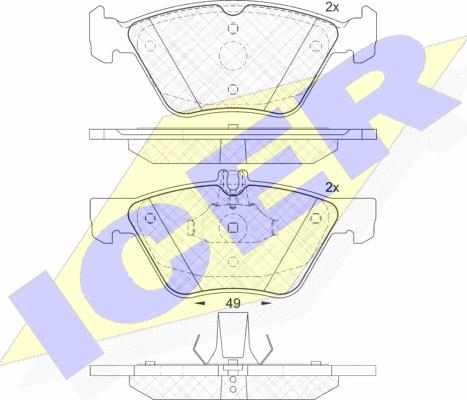 Icer 182114 - Kit de plaquettes de frein, frein à disque cwaw.fr