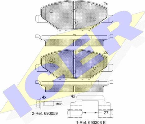 Icer 1821.10* - Kit de plaquettes de frein, frein à disque cwaw.fr