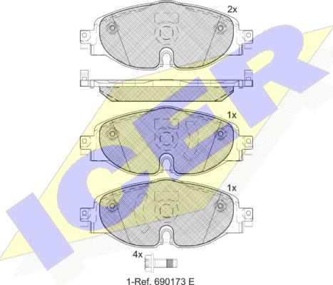 Icer 182111-204 - Kit de plaquettes de frein, frein à disque cwaw.fr