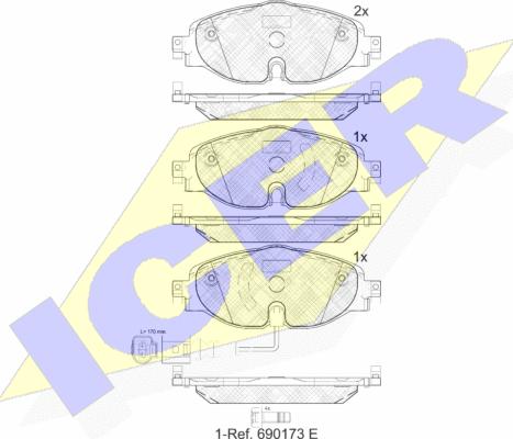 Icer 182111 - Kit de plaquettes de frein, frein à disque cwaw.fr