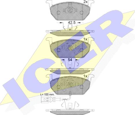 Icer 182189 - Kit de plaquettes de frein, frein à disque cwaw.fr