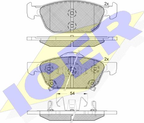 Icer 182183 - Kit de plaquettes de frein, frein à disque cwaw.fr