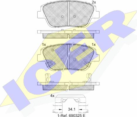 Icer 182136 - Kit de plaquettes de frein, frein à disque cwaw.fr