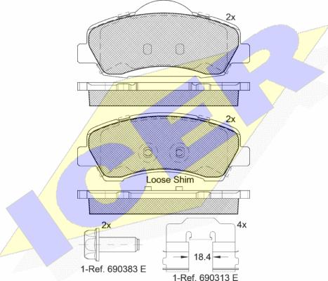 Icer 182131 - Kit de plaquettes de frein, frein à disque cwaw.fr