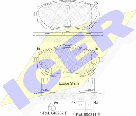 Icer 182129 - Kit de plaquettes de frein, frein à disque cwaw.fr