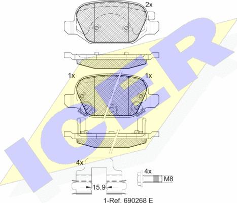 Icer 182128 - Kit de plaquettes de frein, frein à disque cwaw.fr