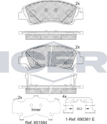 Icer 182178-233 - Kit de plaquettes de frein, frein à disque cwaw.fr