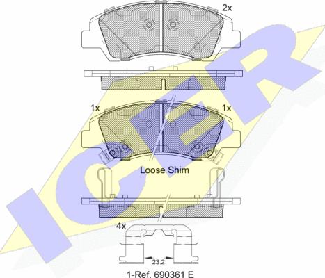 Icer 182178 - Kit de plaquettes de frein, frein à disque cwaw.fr