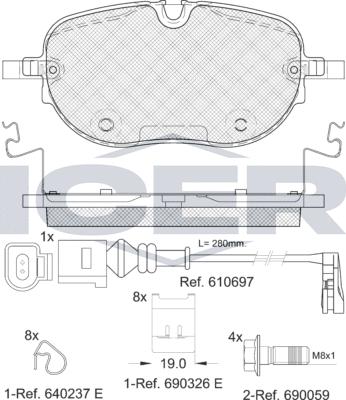 Icer 182390e1 - Kit de plaquettes de frein, frein à disque cwaw.fr