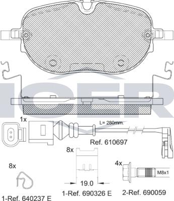 Icer 182390 - Kit de plaquettes de frein, frein à disque cwaw.fr