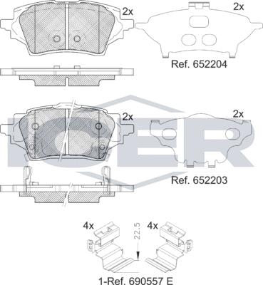 Icer 182397 - Kit de plaquettes de frein, frein à disque cwaw.fr