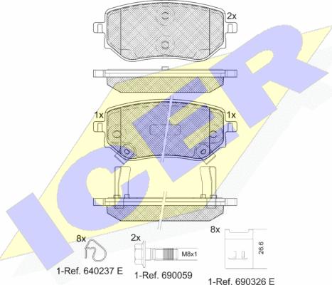 Icer 182343 - Kit de plaquettes de frein, frein à disque cwaw.fr