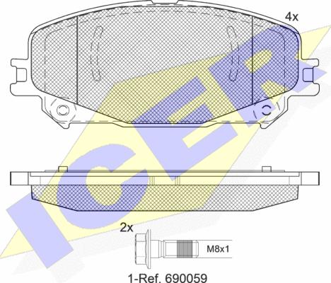 Icer 182304 - Kit de plaquettes de frein, frein à disque cwaw.fr