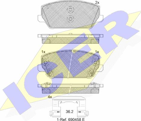 Icer 182306 - Kit de plaquettes de frein, frein à disque cwaw.fr