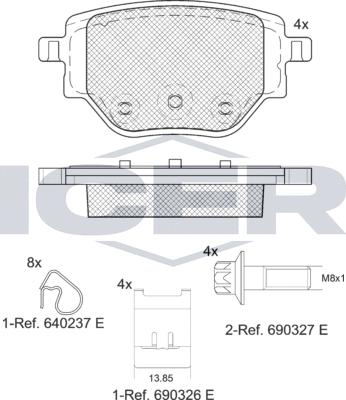 Icer 182384 - Kit de plaquettes de frein, frein à disque cwaw.fr