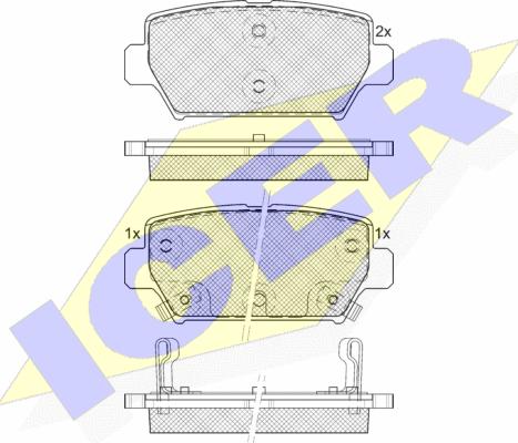 Icer 182338 - Kit de plaquettes de frein, frein à disque cwaw.fr