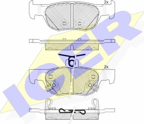 Icer 182374 - Kit de plaquettes de frein, frein à disque cwaw.fr