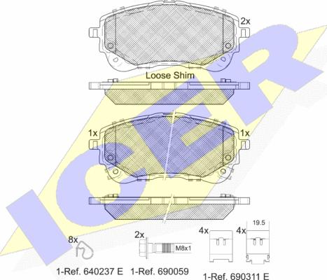 Icer 182372 - Kit de plaquettes de frein, frein à disque cwaw.fr